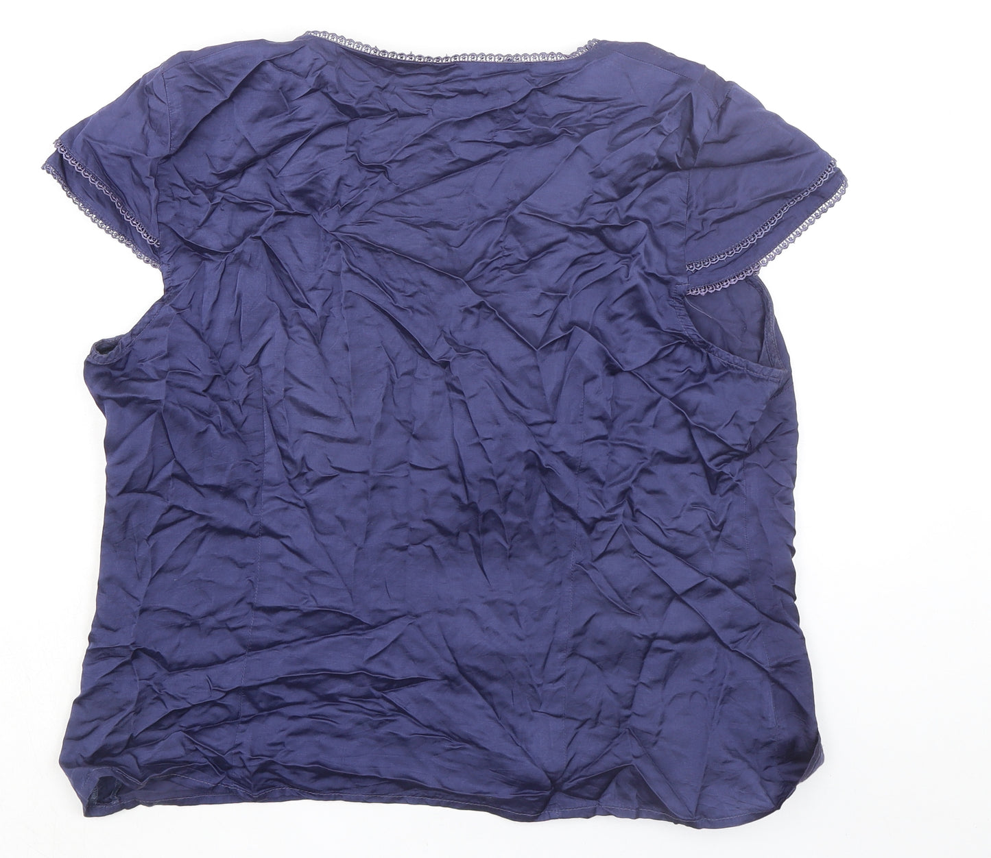 NEXT Womens Blue Cotton Basic Blouse Size 22 Round Neck