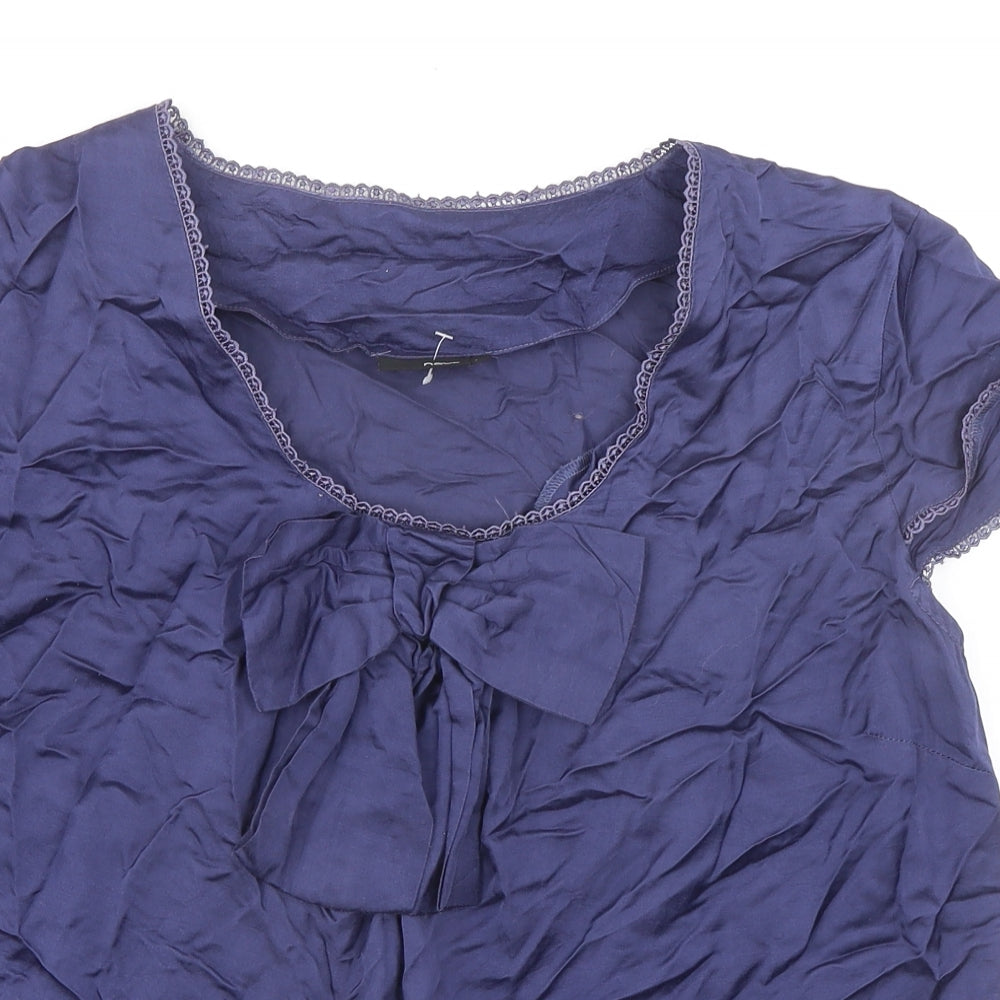 NEXT Womens Blue Cotton Basic Blouse Size 22 Round Neck
