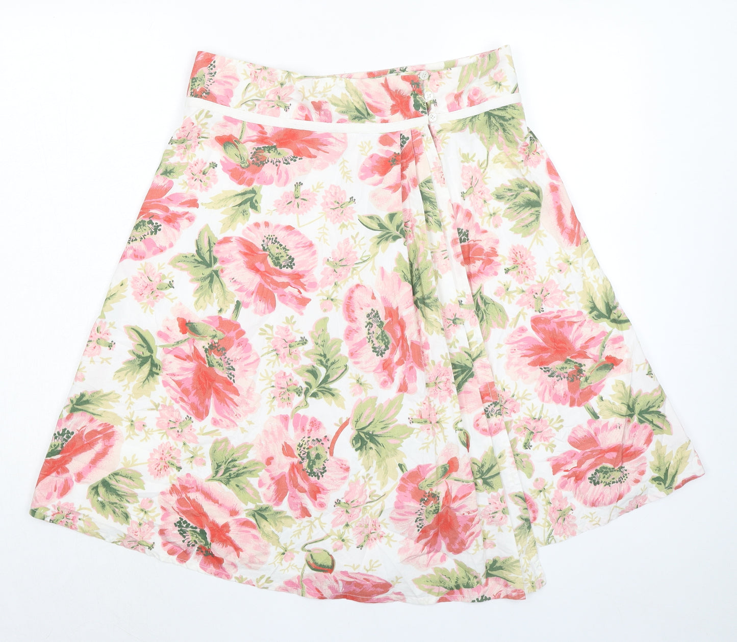 Mix Nouveau Womens Pink Floral Polyester Swing Skirt Size 10 Button