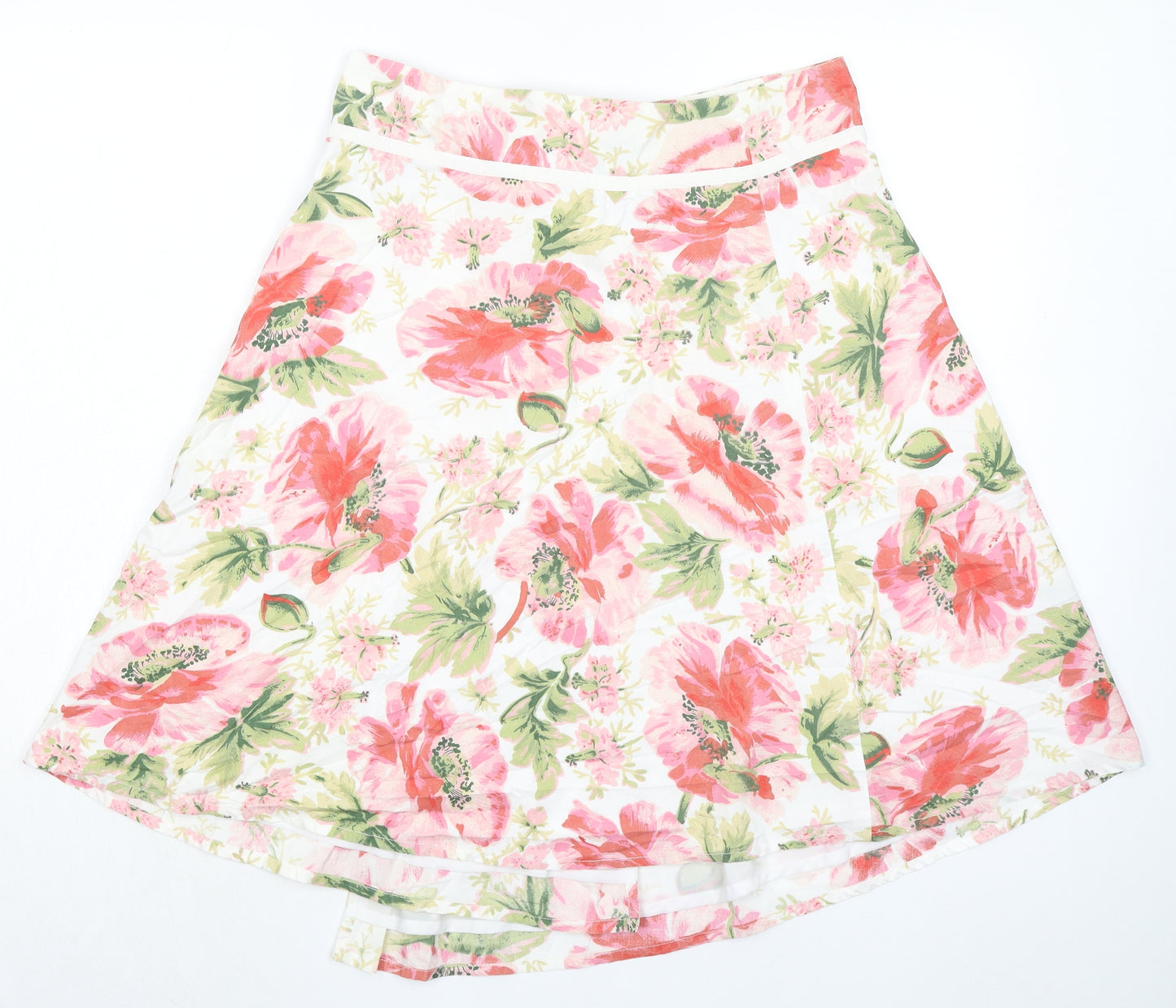Mix Nouveau Womens Pink Floral Polyester Swing Skirt Size 10 Button