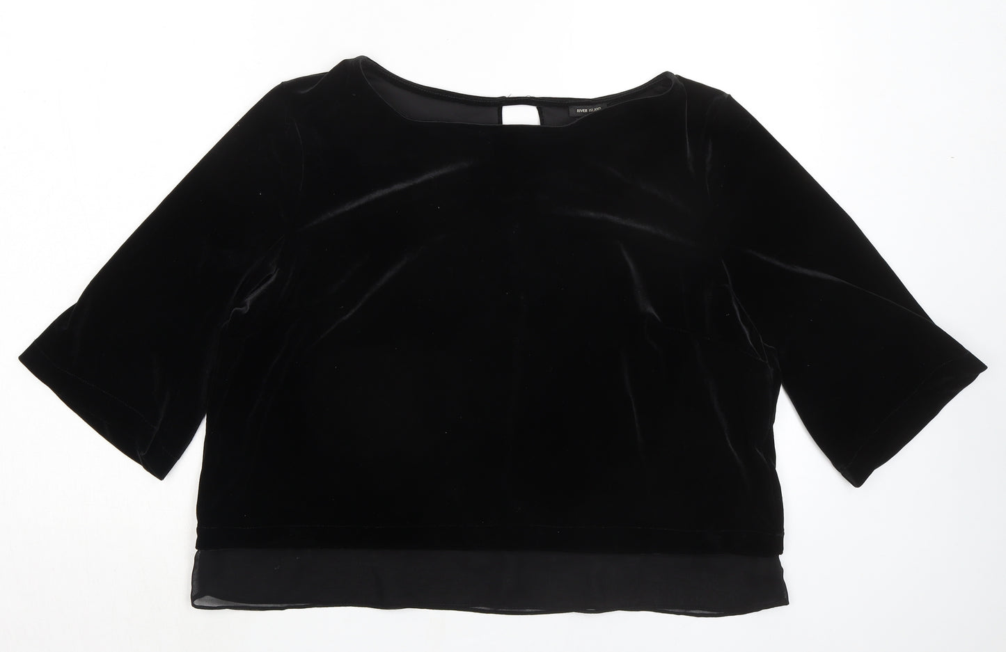River Island Womens Black Polyester Basic Blouse Size 18 Boat Neck