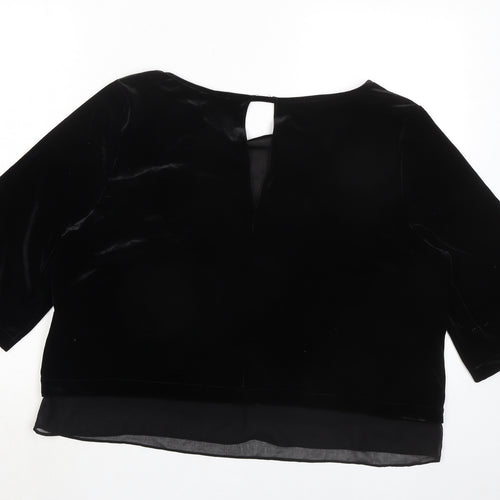 River Island Womens Black Polyester Basic Blouse Size 18 Boat Neck