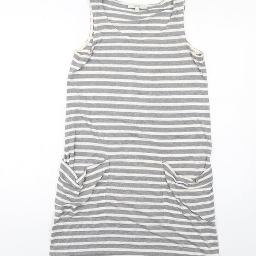 NEXT Womens Grey Striped Viscose Tunic Tank Size 8 Boat Neck