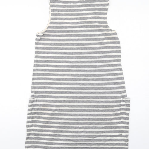 NEXT Womens Grey Striped Viscose Tunic Tank Size 8 Boat Neck