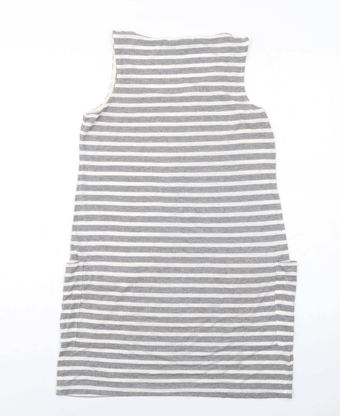 NEXT Womens Grey Striped Viscose Tunic Tank Size 8 Boat Neck