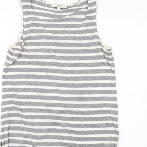 NEXT Womens Grey Striped Viscose Tunic Tank Size 8 Boat Neck