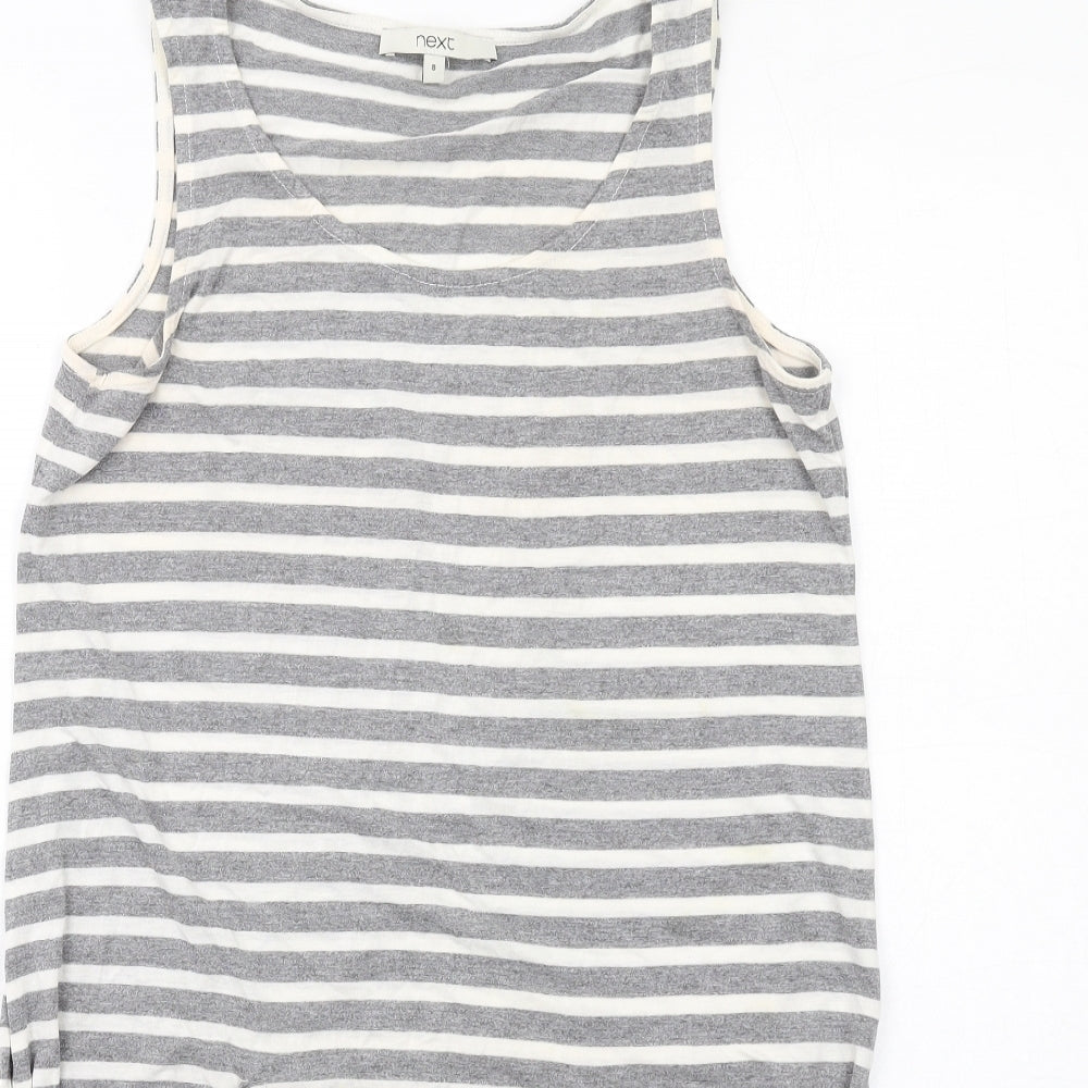 NEXT Womens Grey Striped Viscose Tunic Tank Size 8 Boat Neck