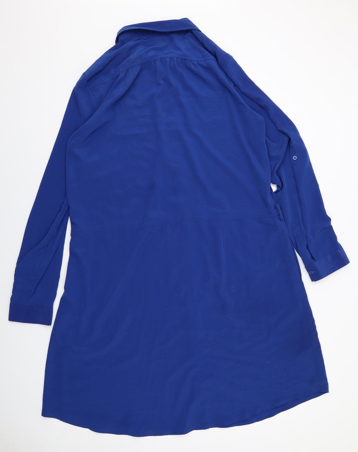 Long Tall Sally Womens Blue Polyester Shirt Dress Size 18 Collared Button