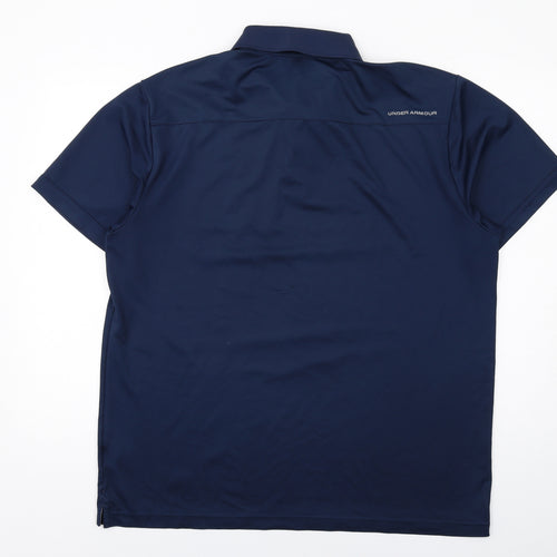 Under armour Mens Blue Polyester Polo Size XL Collared Button