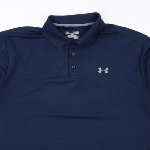 Under armour Mens Blue Polyester Polo Size XL Collared Button