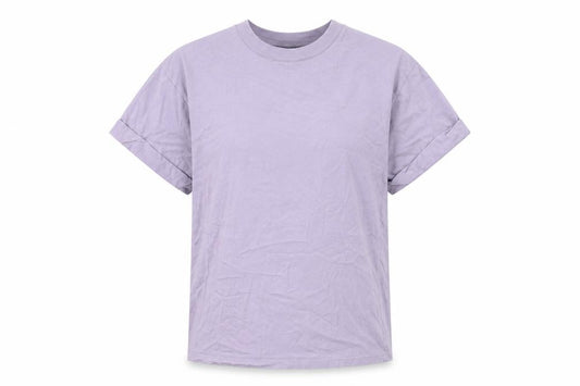 Front view of ASOS women’s purple cotton basic t-shirt, size UK 4, crew neck