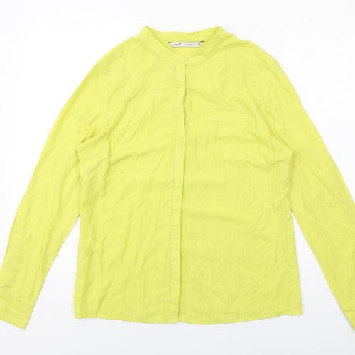 NEXT Womens Yellow Polyester Basic Button-Up Size 14 Round Neck