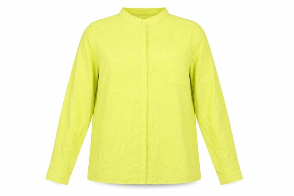 Next Womens Yellow Polyester Basic Button-Up Size 14 Round Neck