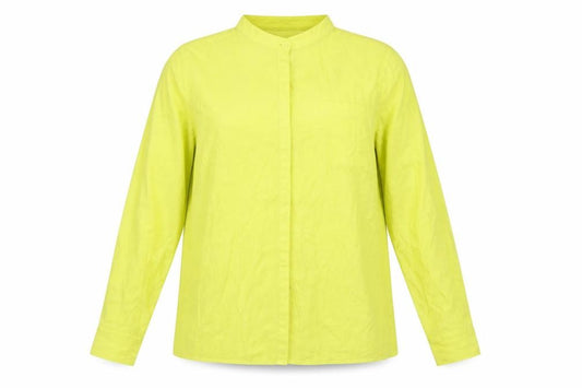 Front view of Next women’s yellow polyester basic button-up, size UK 14, round neck