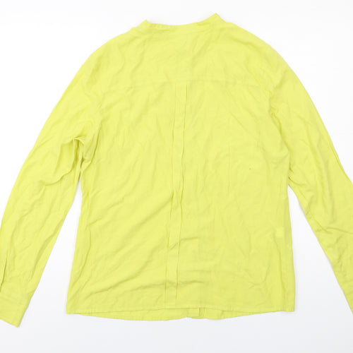 NEXT Womens Yellow Polyester Basic Button-Up Size 14 Round Neck