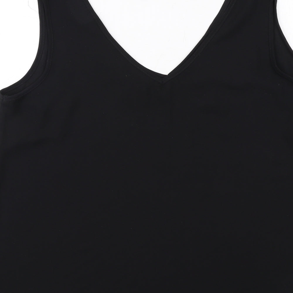 Wallis Womens Black Polyester Basic Tank Size 14 V-Neck