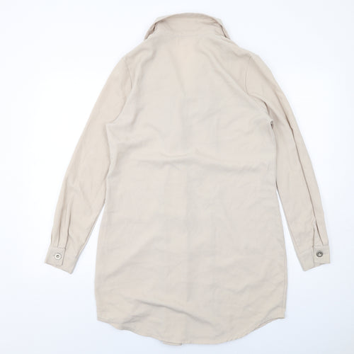 Missguided Womens Beige Polyester Jacket Dress Size 6 Collared Button
