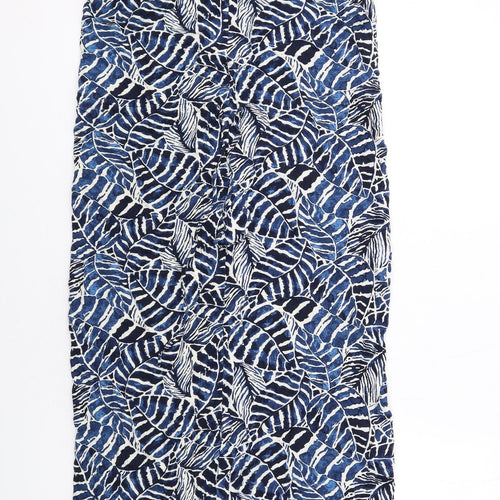 H&M Womens Blue Geometric Viscose A-Line Size 10 V-Neck Pullover