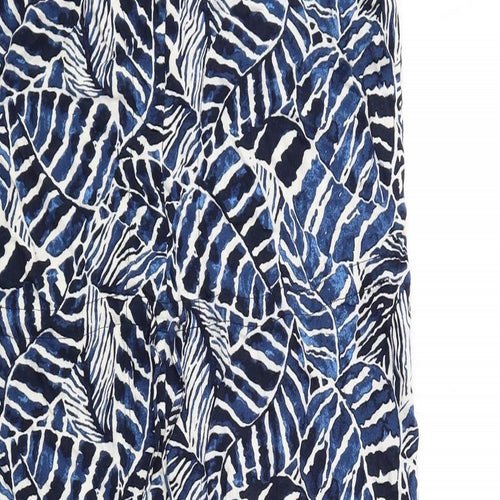 H&M Womens Blue Geometric Viscose A-Line Size 10 V-Neck Pullover
