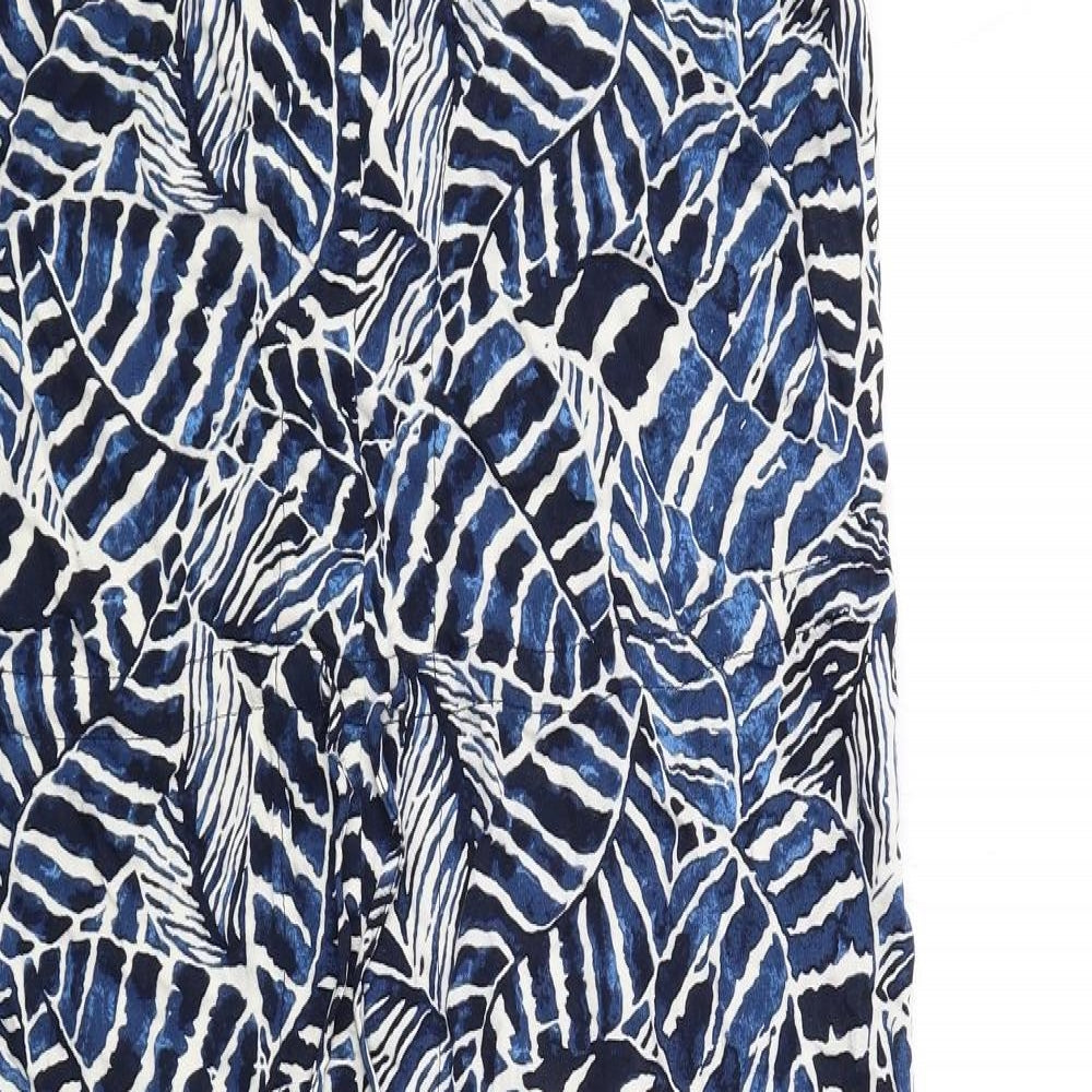 H&M Womens Blue Geometric Viscose A-Line Size 10 V-Neck Pullover