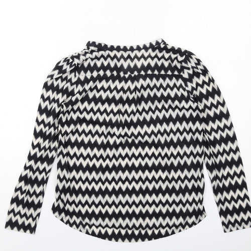 H&M Womens Black Geometric Polyester Basic Blouse Size XS V-Neck
