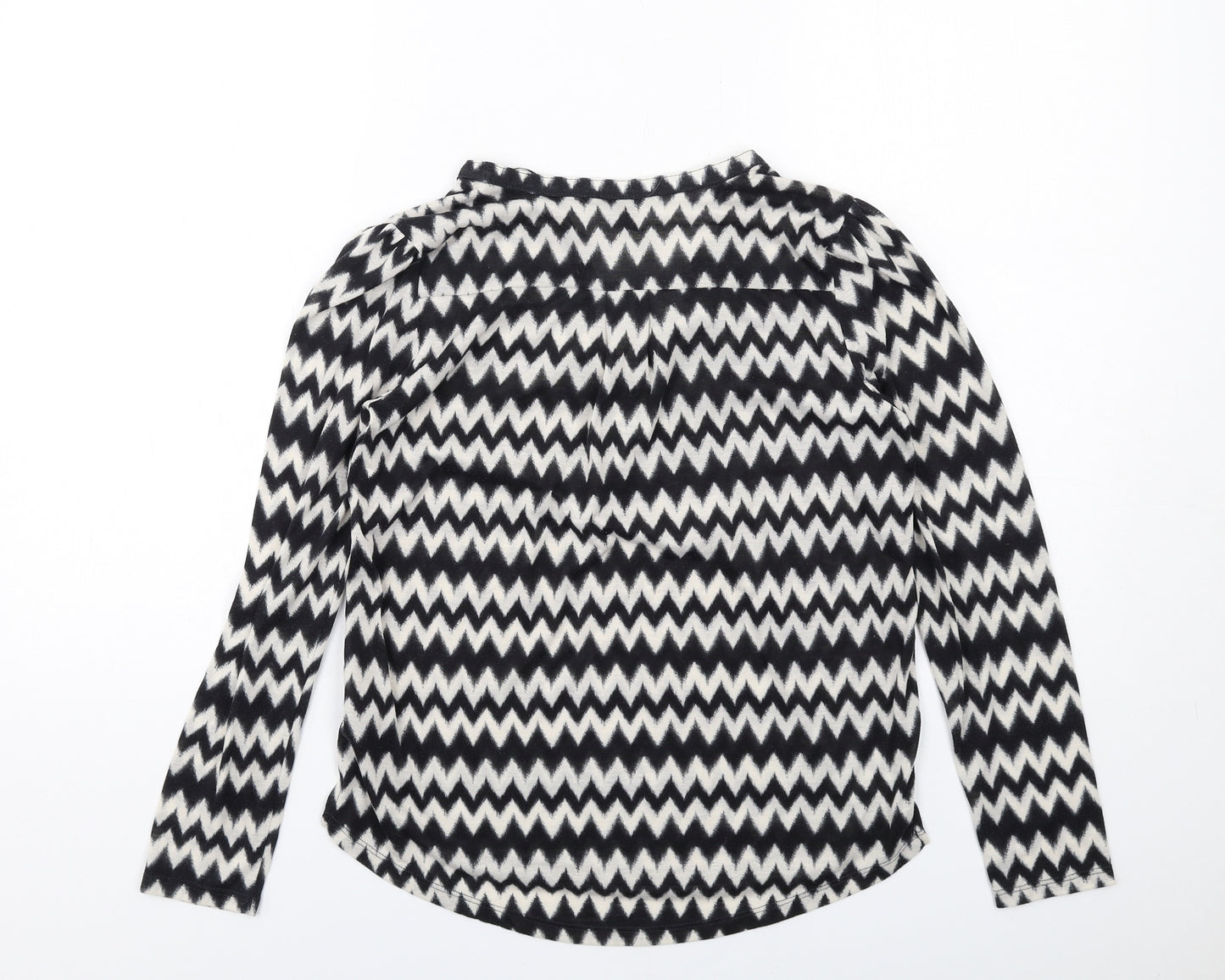 H&M Womens Black Geometric Polyester Basic Blouse Size XS V-Neck