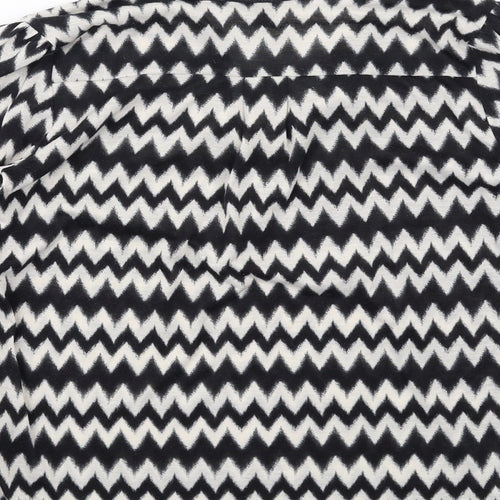 H&M Womens Black Geometric Polyester Basic Blouse Size XS V-Neck