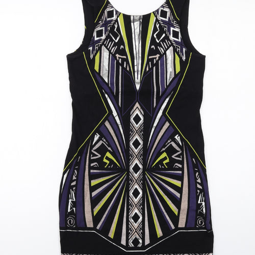 River Island Womens Multicoloured Geometric Cotton Shift Size 12 Round Neck Pullover