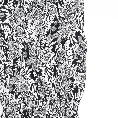 Marks and Spencer Womens Black Geometric Viscose A-Line Size 10 V-Neck Pullover