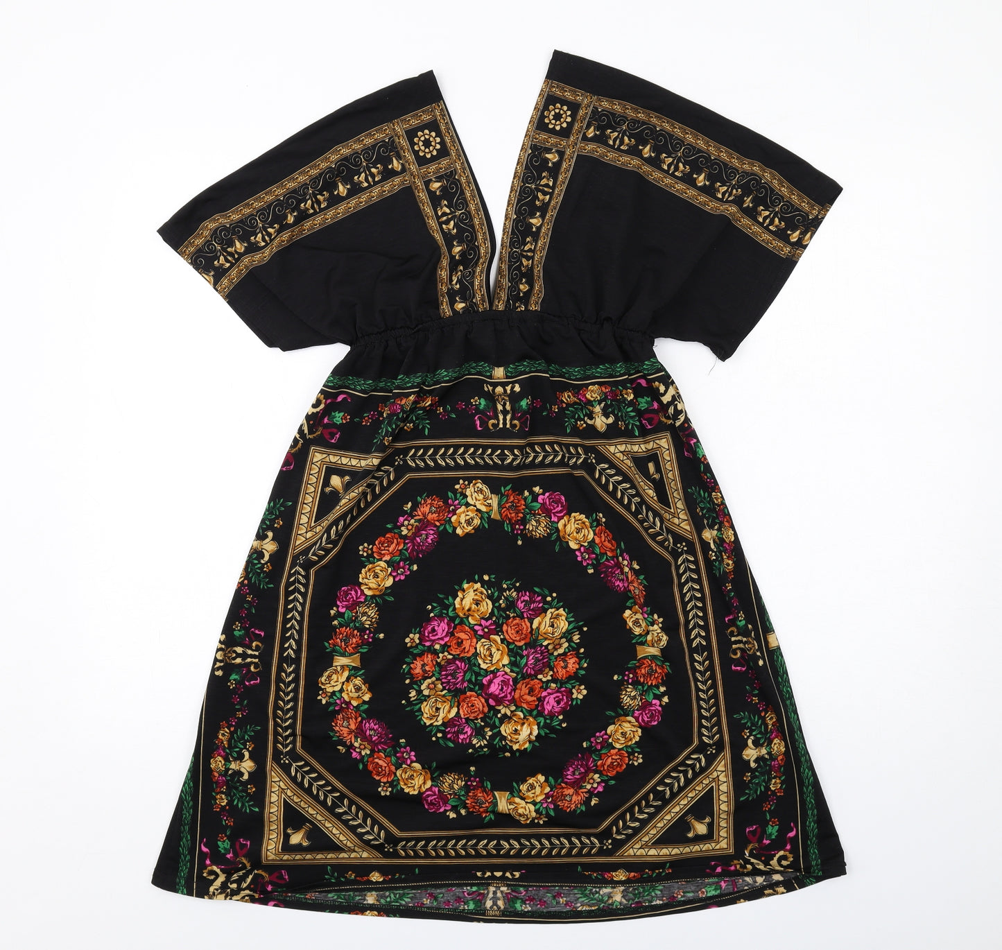 Apricot Womens Multicoloured Floral Polyester A-Line Size M V-Neck Pullover