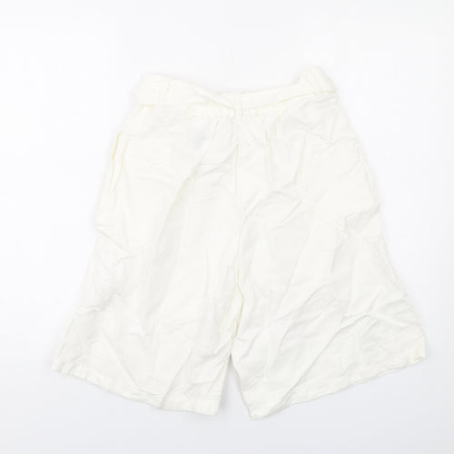 Marks and Spencer Womens Ivory Linen Paperbag Shorts Size 8 L11 in Regular Zip