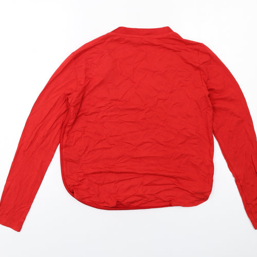 Red Herring Womens Red Viscose Basic T-Shirt Size 12 V-Neck