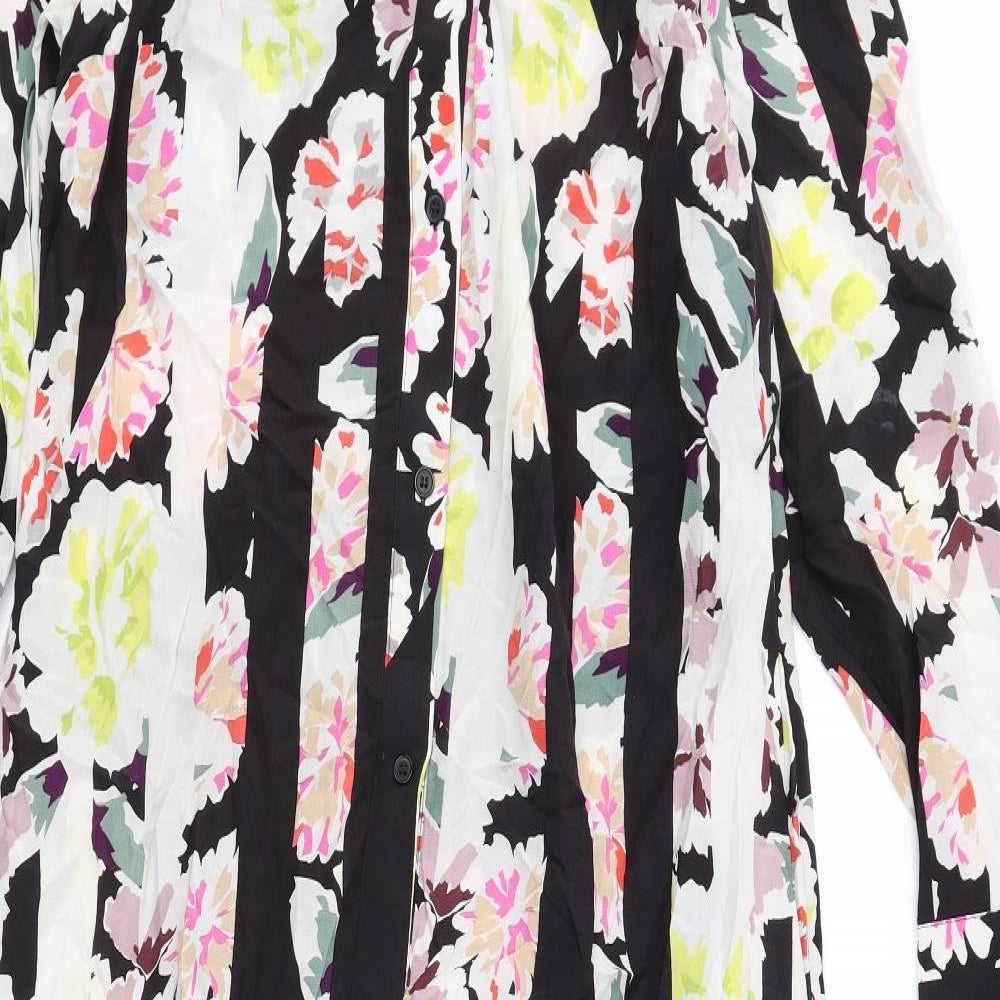 French Connection Womens Multicoloured Geometric Viscose Shirt Dress Size 8 Collared Button