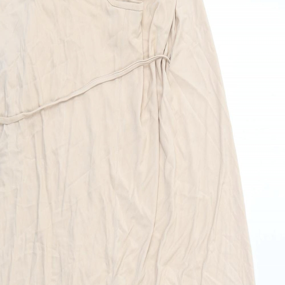 DKNY Womens Beige Viscose Wrap Dress Size M Halter Tie