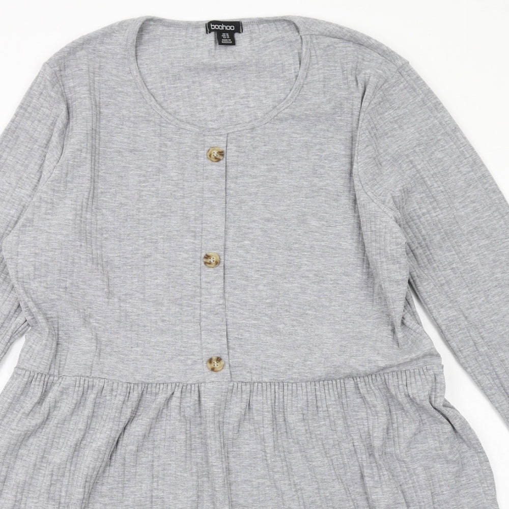 Boohoo Womens Grey Polyester A-Line Size 18 Round Neck Pullover