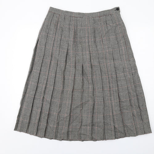 EWM Womens Grey Plaid Wool Pleated Skort Size 16 Zip