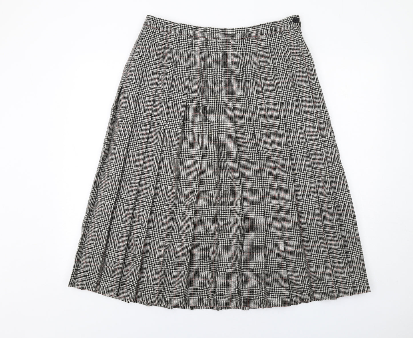 EWM Womens Grey Plaid Wool Pleated Skort Size 16 Zip