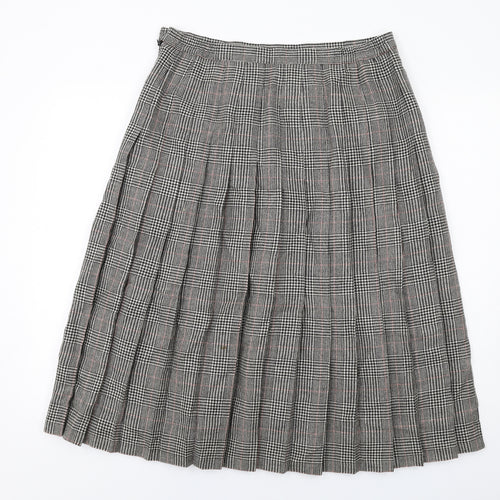 EWM Womens Grey Plaid Wool Pleated Skort Size 16 Zip