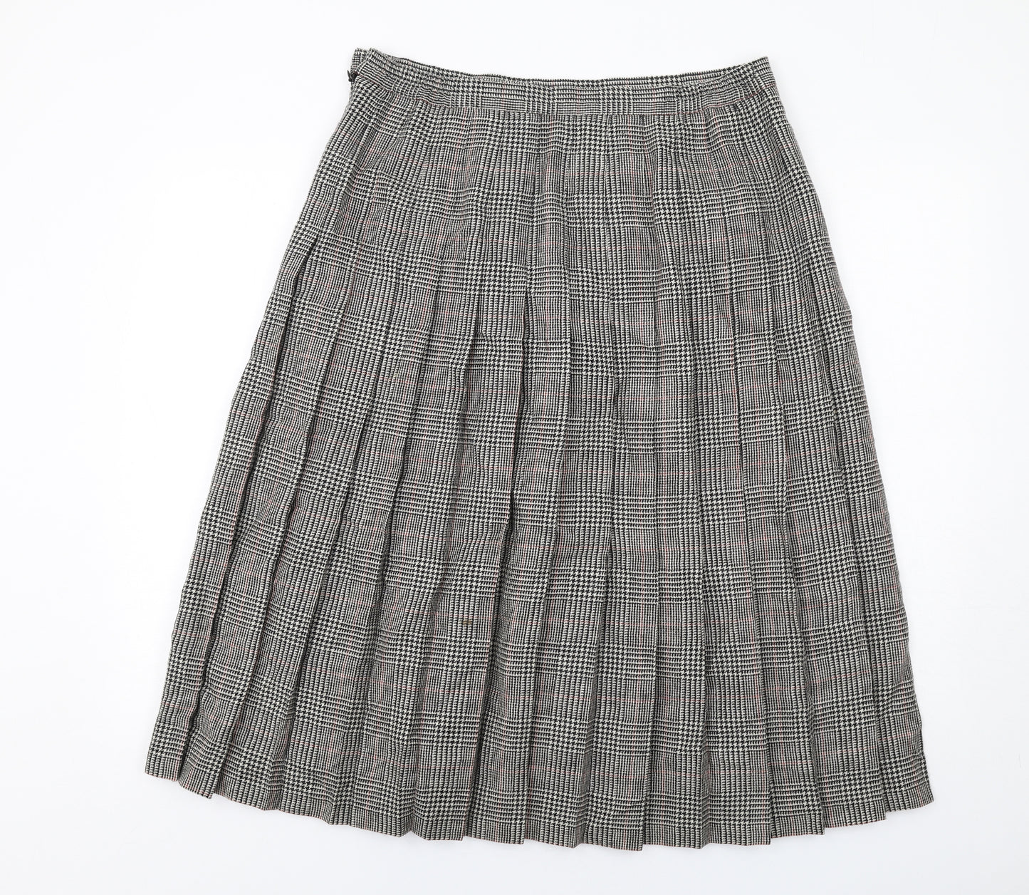 EWM Womens Grey Plaid Wool Pleated Skort Size 16 Zip