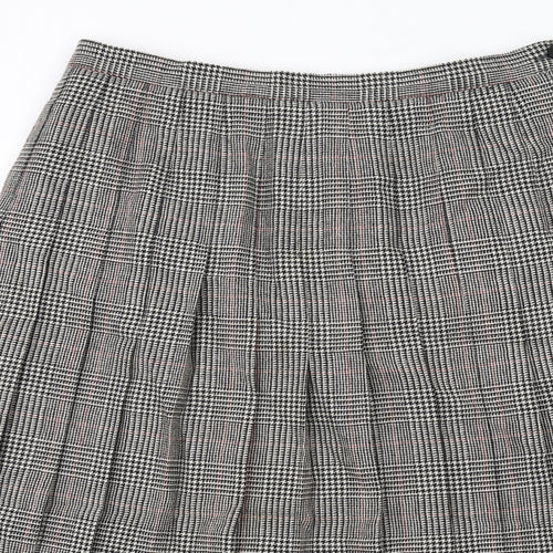 EWM Womens Grey Plaid Wool Pleated Skort Size 16 Zip