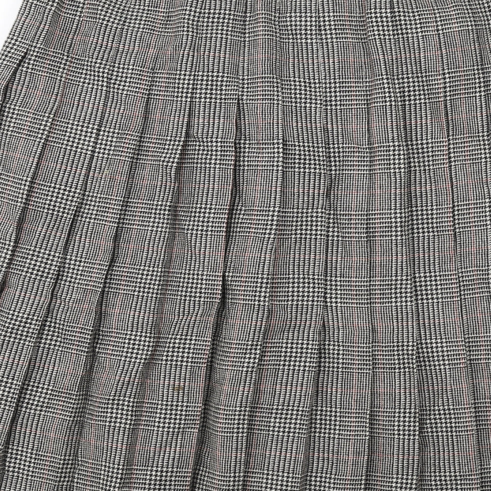 EWM Womens Grey Plaid Wool Pleated Skort Size 16 Zip