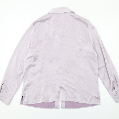 Marks and Spencer Womens Purple Polyester Basic Button-Up Size 16 Collared