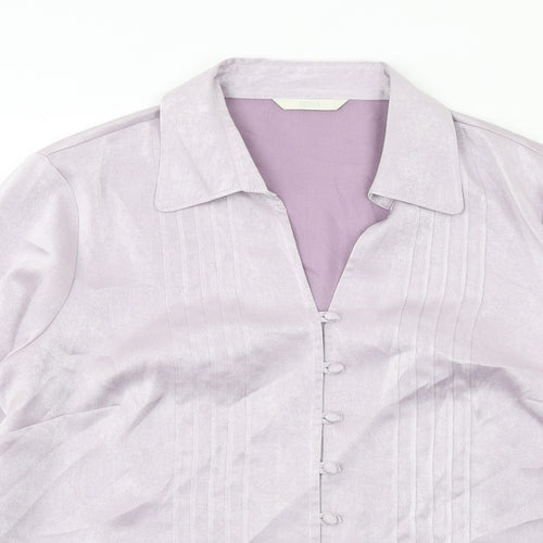 Marks and Spencer Womens Purple Polyester Basic Button-Up Size 16 Collared