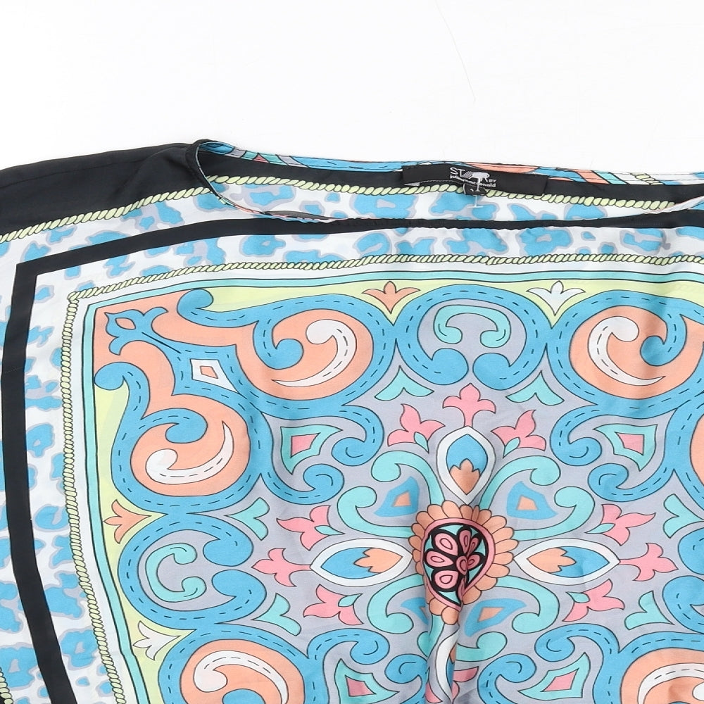 Julien Macdonald Womens Multicoloured Geometric Polyester Basic Blouse Size 14 Round Neck