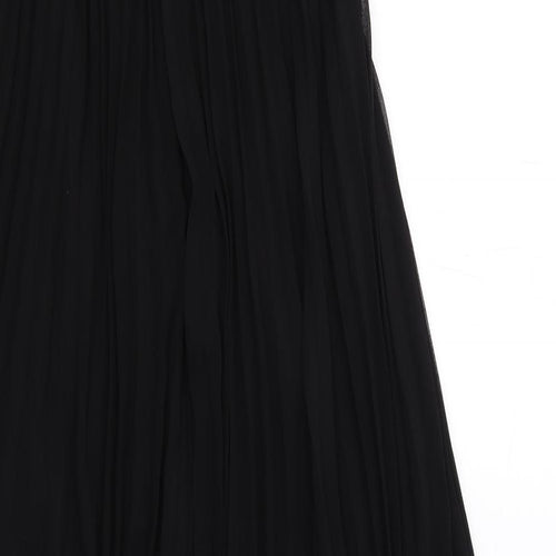 Glamorous Womens Black Polyester A-Line Size 8 Round Neck Zip