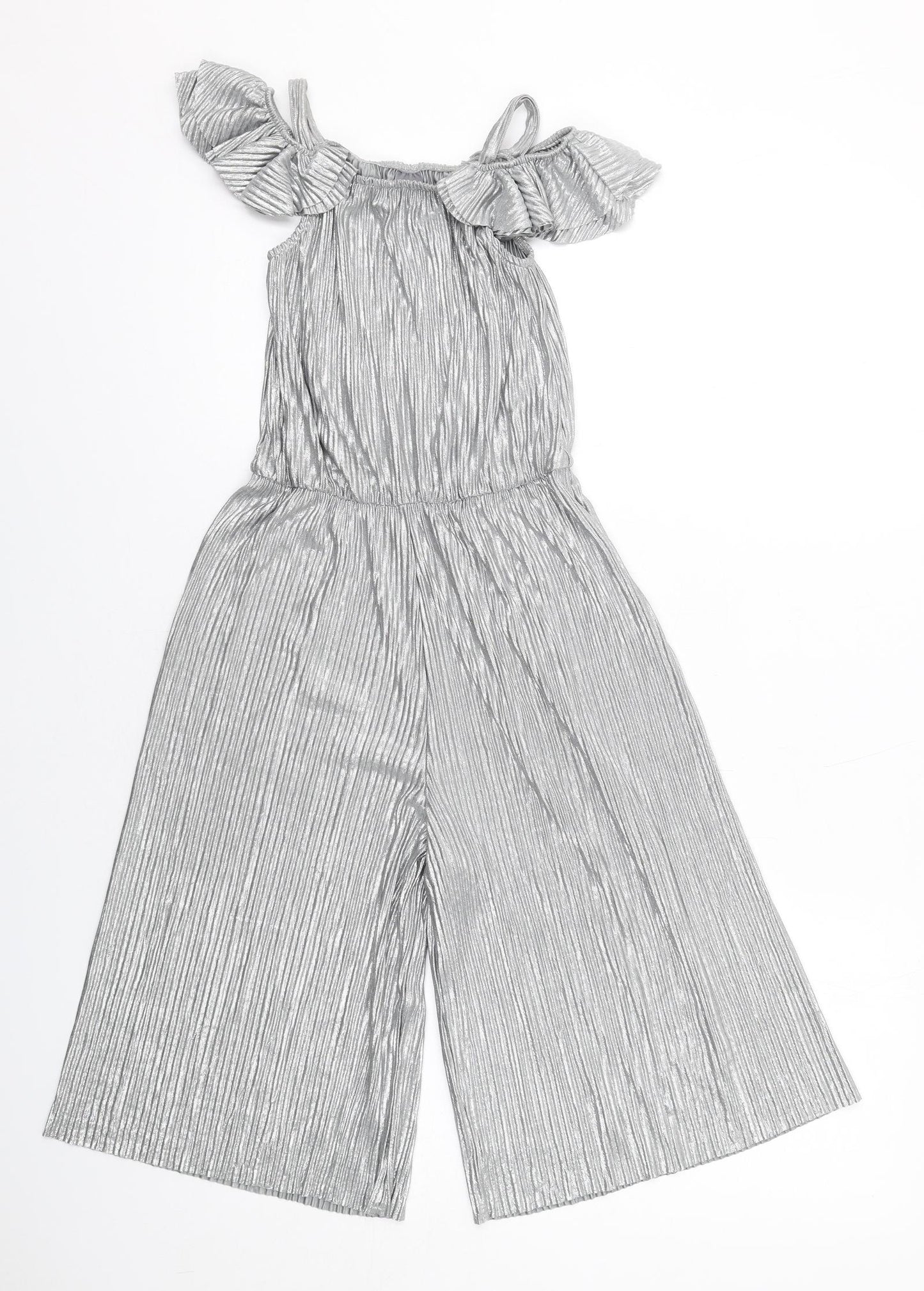 NEXT Girls Silver Polyester Jumpsuit One-Piece Size 7 Years L14 in Pullover - Plisse
