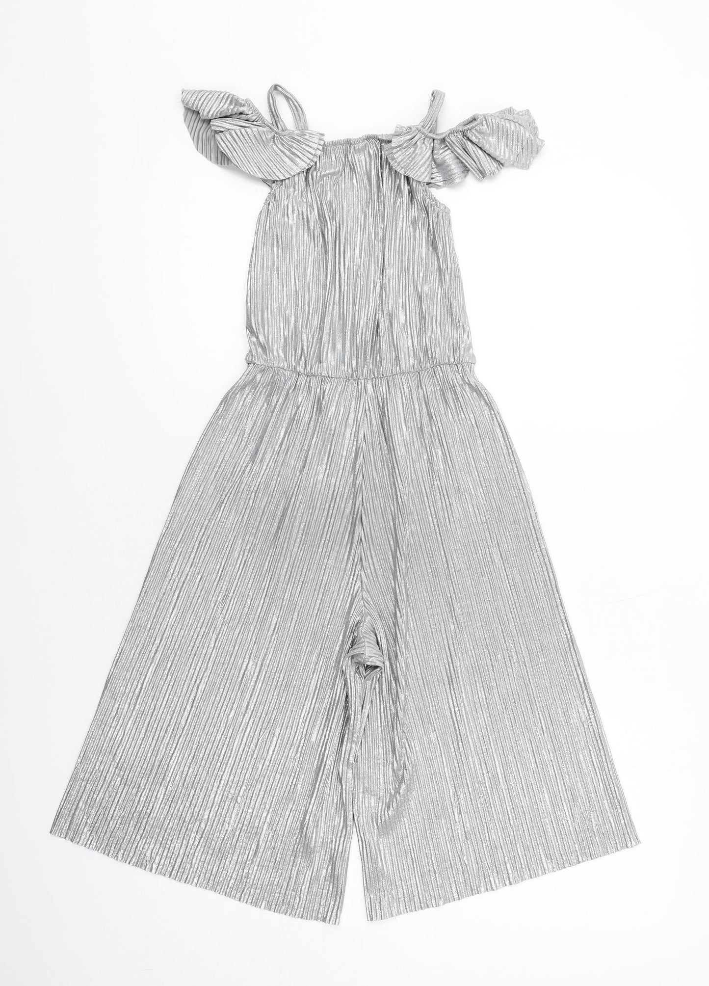 NEXT Girls Silver Polyester Jumpsuit One-Piece Size 7 Years L14 in Pullover - Plisse