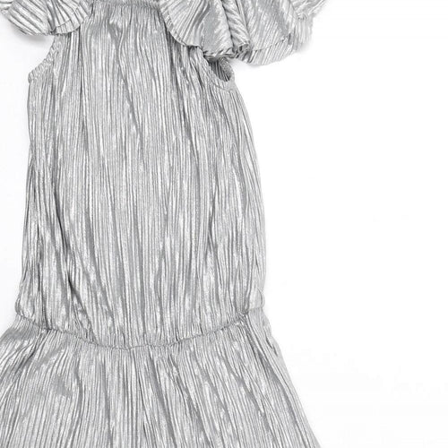 NEXT Girls Silver Polyester Jumpsuit One-Piece Size 7 Years L14 in Pullover - Plisse