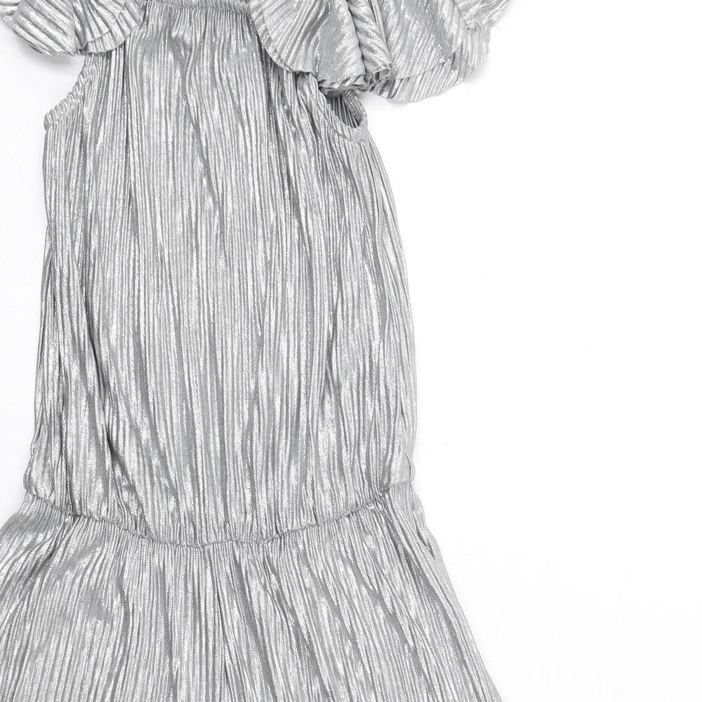 NEXT Girls Silver Polyester Jumpsuit One-Piece Size 7 Years L14 in Pullover - Plisse