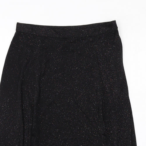 & Other Stories Womens Black Polyester Swing Skirt Size 12 Zip